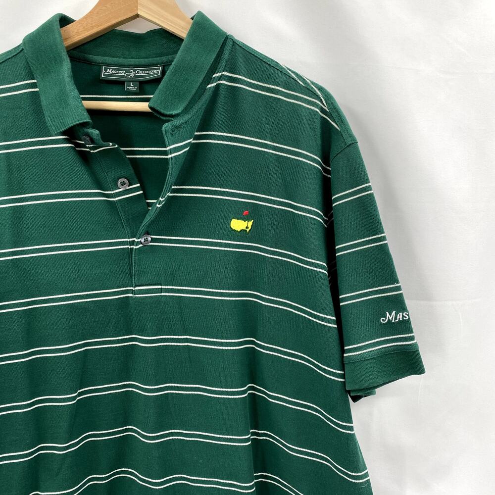 Masters L Golf Green Striped Polo